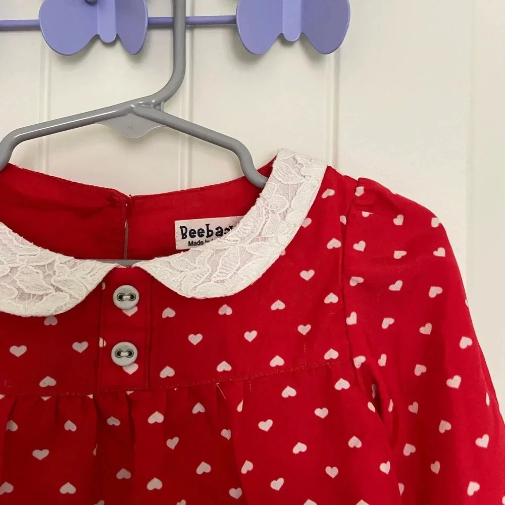 NWOT | Beebay baby girl’s polka dotted lace neckline dress‎ — 12-18 months